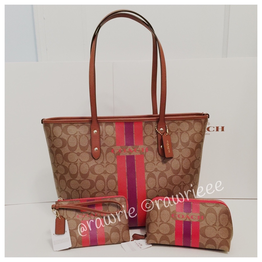 Slightly used Coach signature khaki 3 piece  set